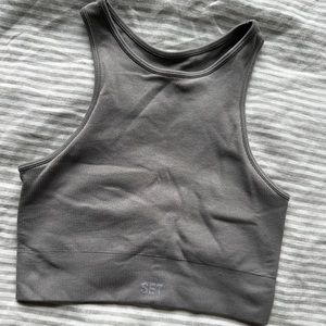 Set Active Ribbed High Neck Bra in Pluto